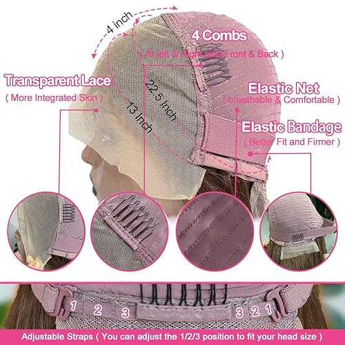 Miniatura 5 de Wear and Go - Pelucas de cabello humano marrón sin pegamento, prearrancadas, color marrón chocolate, encaje frontal, peluca de cabello humano lacio