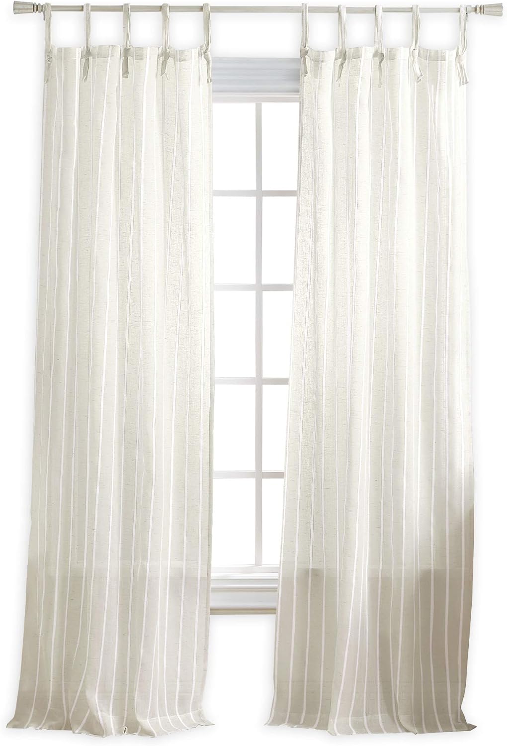 White Sheer Polyester Tab Top Window Drapes, 84-inch Pair