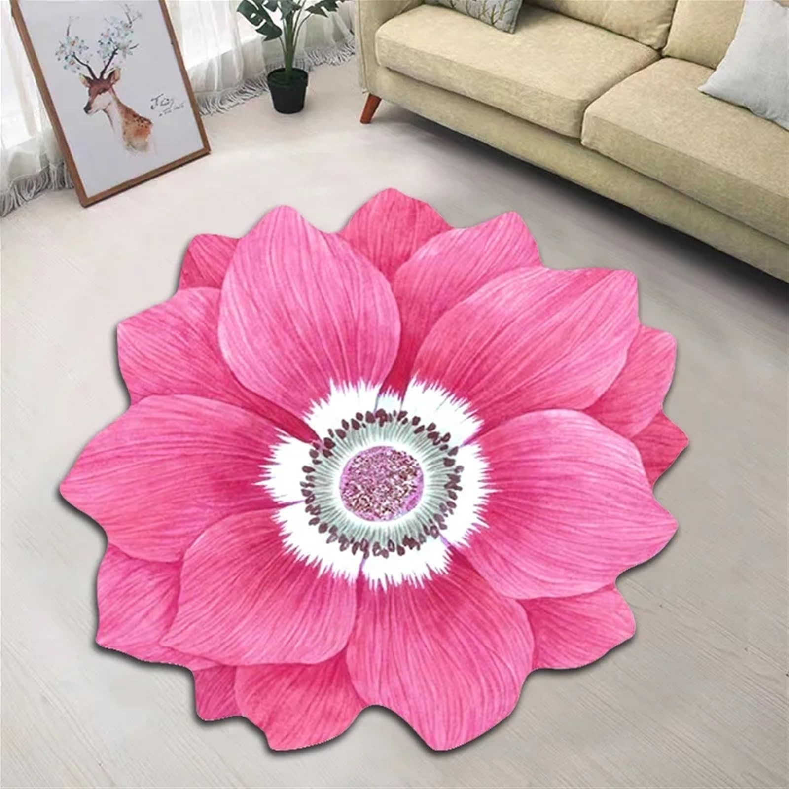 Tapis à fleurs de lotus irrégulier pour une chambre cosy et douce