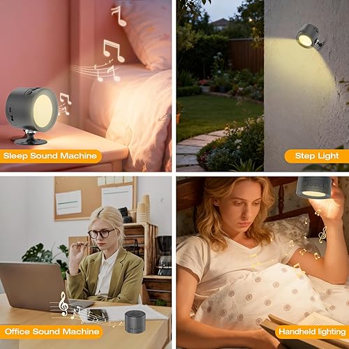 Miniatura 6 de Máquina de sonido de ruido blanco 2 en 1 y aplique de pared LED con 30 sonidos relajantes, temporizador para dormir, sensor de movimiento, luz