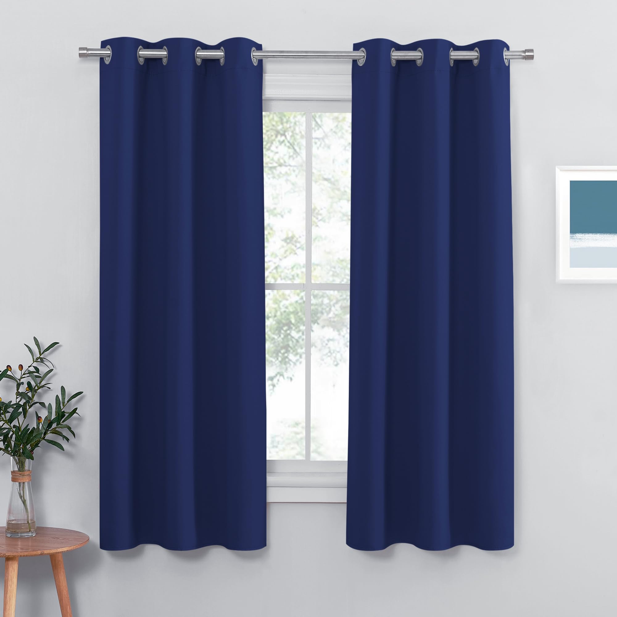 PONY DANCE Short Blackout Eyelet Curtains, Blue, 2 Panels, 37 x 48 Inch โ image 1
