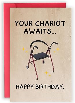 Funny Birthday Card Gifts for Dad Mom Grandpa Grandma, Unique 40th 50th 60th 70th 80th 90th Birthday Gifts Card for Men Women-Your Chariot Awaits
