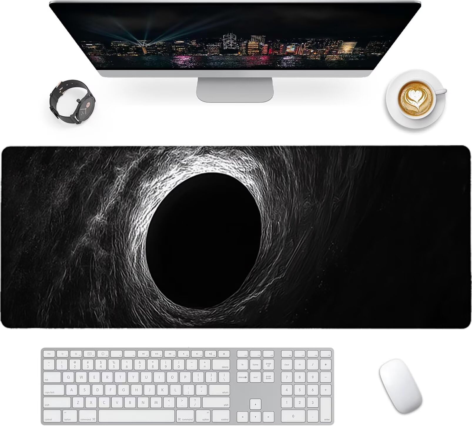 Lpfieonn Universum Großes Schreibtischunterlage, XXL Schreibtischunterlagen, Schwarzes Loch XXL Gaming Mousepad mit Vernähter Rand und Rutschfeste Gummibasis, für Hause/Büro 120x60cm PF-2111