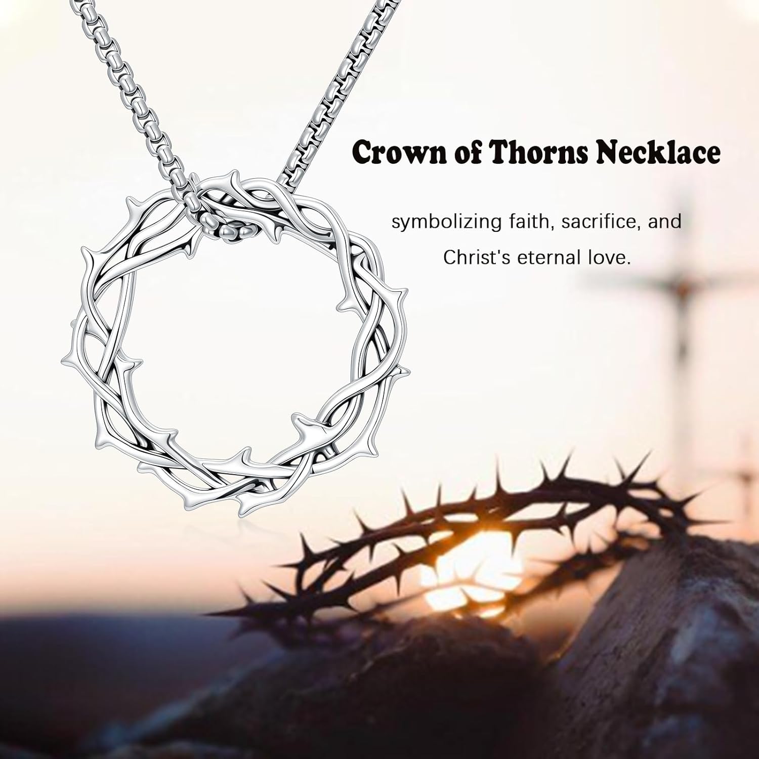 Gothic Thorns Necklace 925 Sterling Silver Thorns Crown of Thorns Pendant Necklace Gothic Jewelry Birthday Gifts for Men Women
