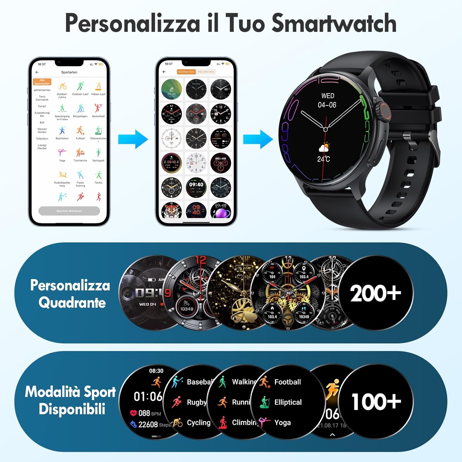 AVUMDA Smartwatch Orologio Uomo Donna Chiamata, 1.43 AMOLED Smart Watch Sportive Impermeabile con Contapassi Cardiofrequenzimetro SpO2 Sonno Notifiche Messaggi per iOS Android AVUMDA Smartwatch Orologio Uomo Donna Chiamata, 1.43 AMOLED Smart Watch Sportive Impermeabile con Contapassi Cardiofrequenzimetro SpO2 Sonno Notifiche Messaggi per iOS Android