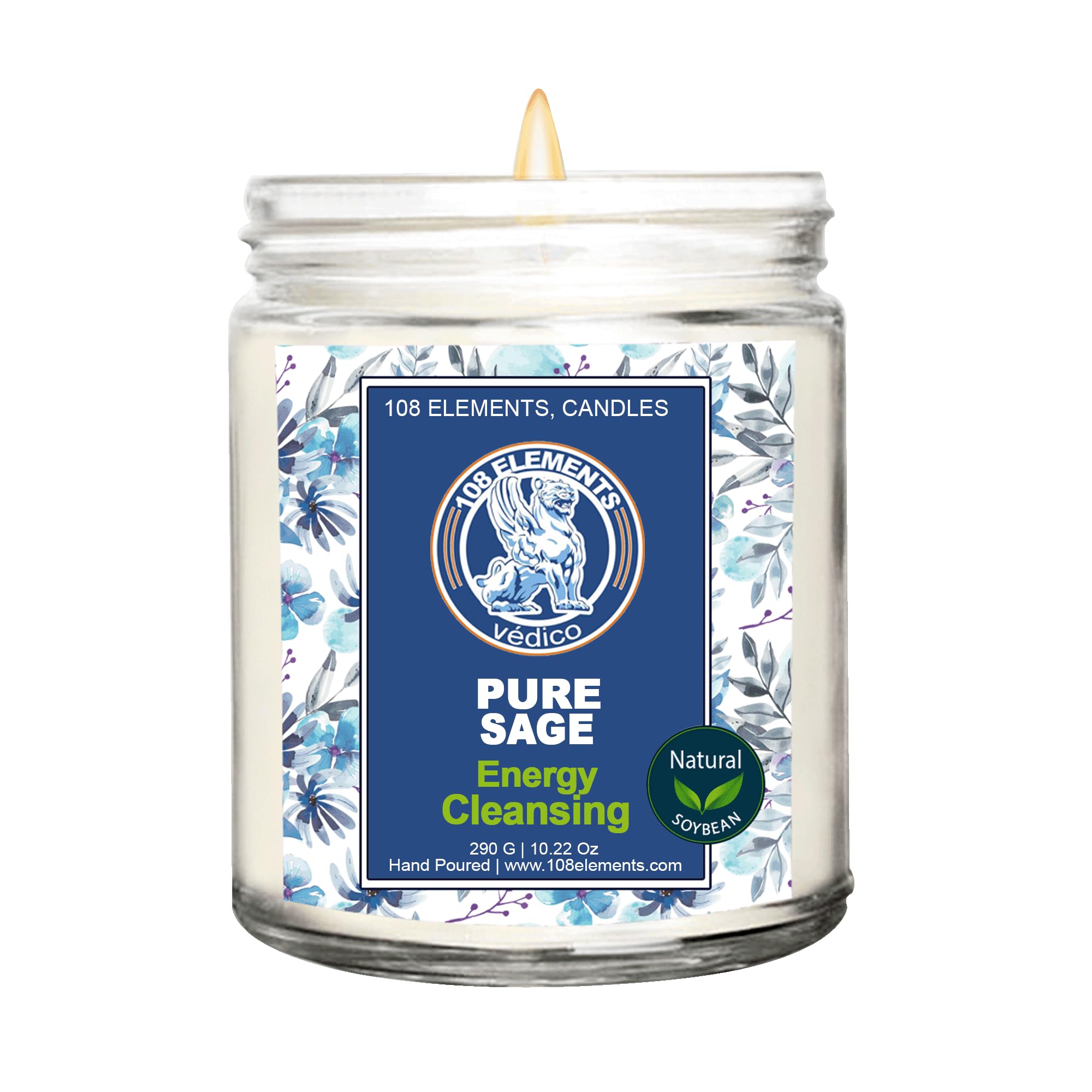 Pure Sage Smudge Candles for House Energy Cleansing, Banish Negative Energy I Purification and Chakra Healing - Natural Soy Wax Candles for Aromatherapy (Pure Sage)