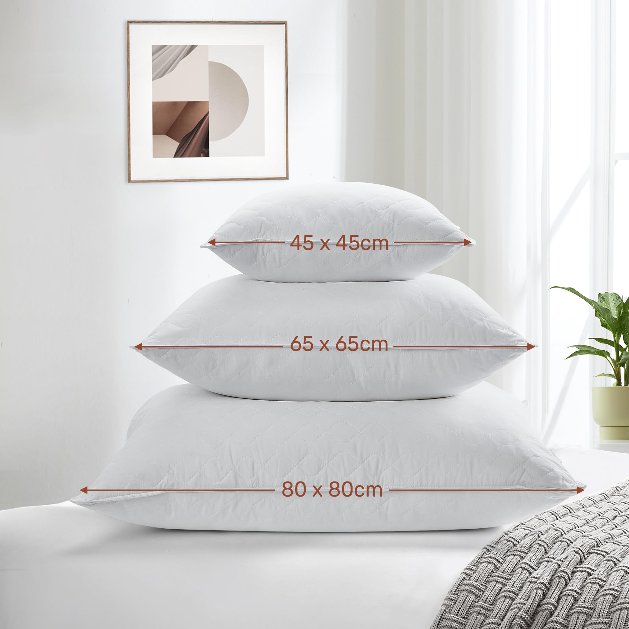 Deodar Oreillers Duvet et Plumes d'oie 65x65 cm Lot de 2 Blanc | Soutien moelleux nuque et tête · Gonflant durable · Respirant toute saison · Confort doux · Certifié Oeko-Tex & RDS