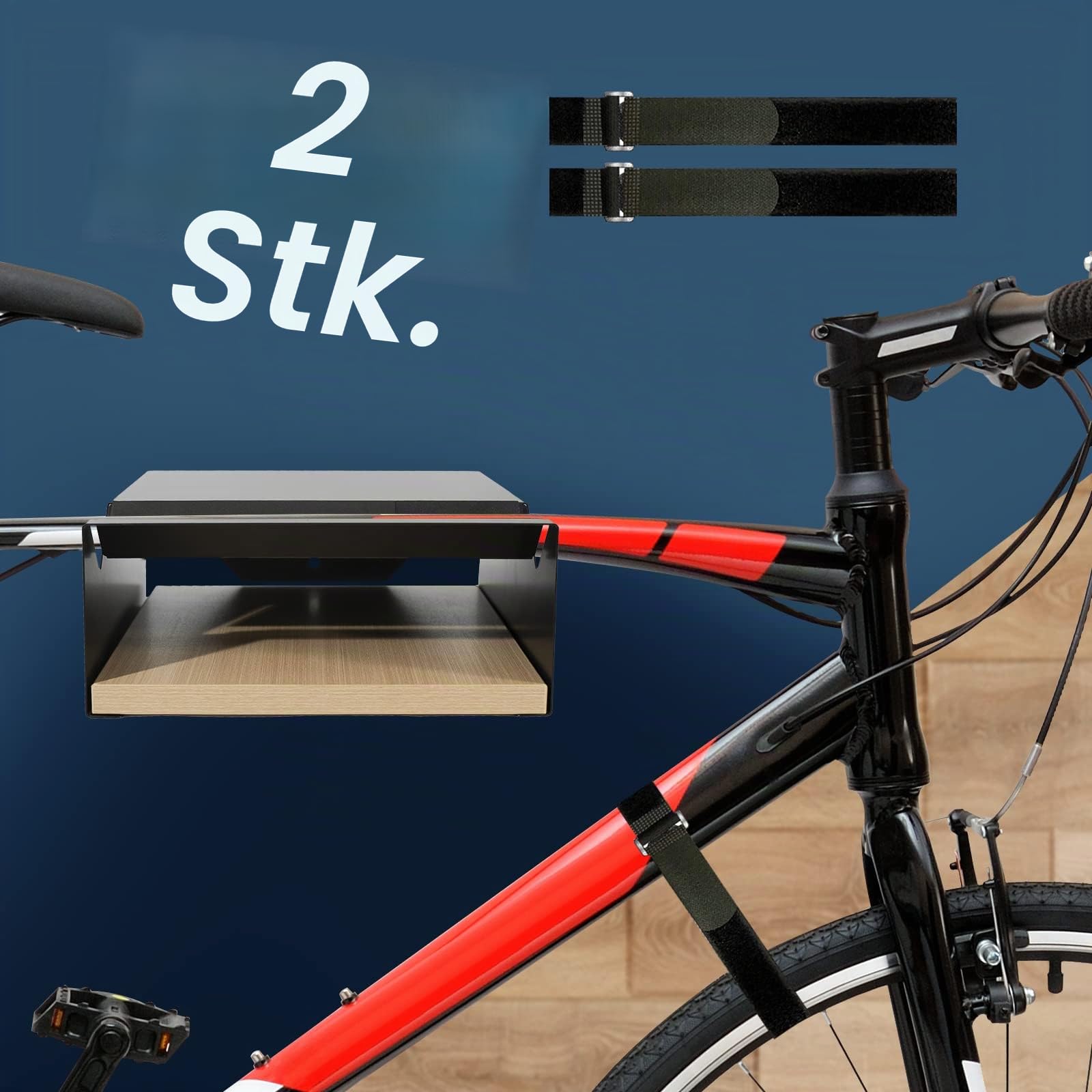 MOSHAY Fahrrad Wandhalterung S-Rack Fahrradhalter Aluminium Holz - Fahrradhalterung für Rennrad Gravel Bike Tourenrad - Fahrradständer Wand Innenaufbewahrung für Garage Wohnzimmer