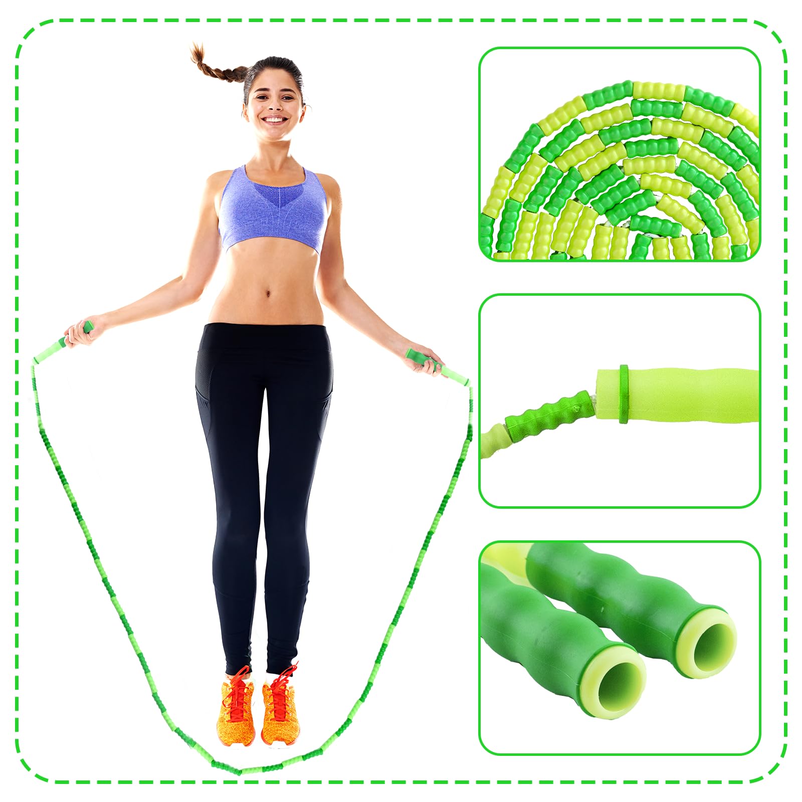 Lot de 16 cordes à sauter segmentées pour adultes et enfants, longueur réglable, corde à sauter segmentée libre en vrac pour femmes, hommes, exercices, entraînement, perte de poids