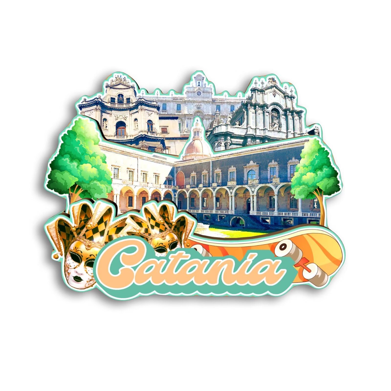 Refrigerator Magnet Catania Italy Fridge Magnet City Travel Souvenirs Tourist Gifts 3D Classic Landmarks Handmade Crafts Home Decoration - 1091