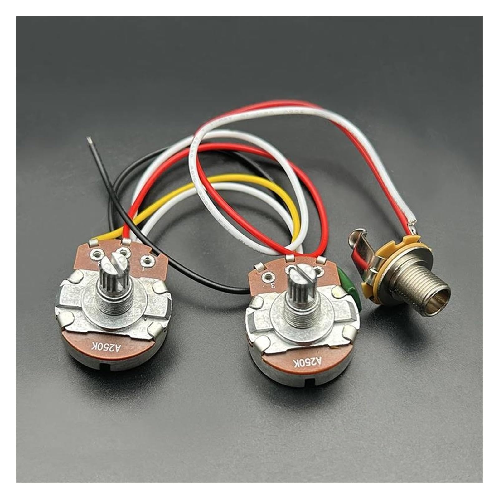 Mazo De Cables De Guitarra Kit De Cableado Kit De Cableado De Bajo PB/JB De 10 Piezas Precableado Para Bajo De Precisión Potenciómetros Grandes De 250 K Conector De 1/2 Volumen Y 1 Tono(3/4)