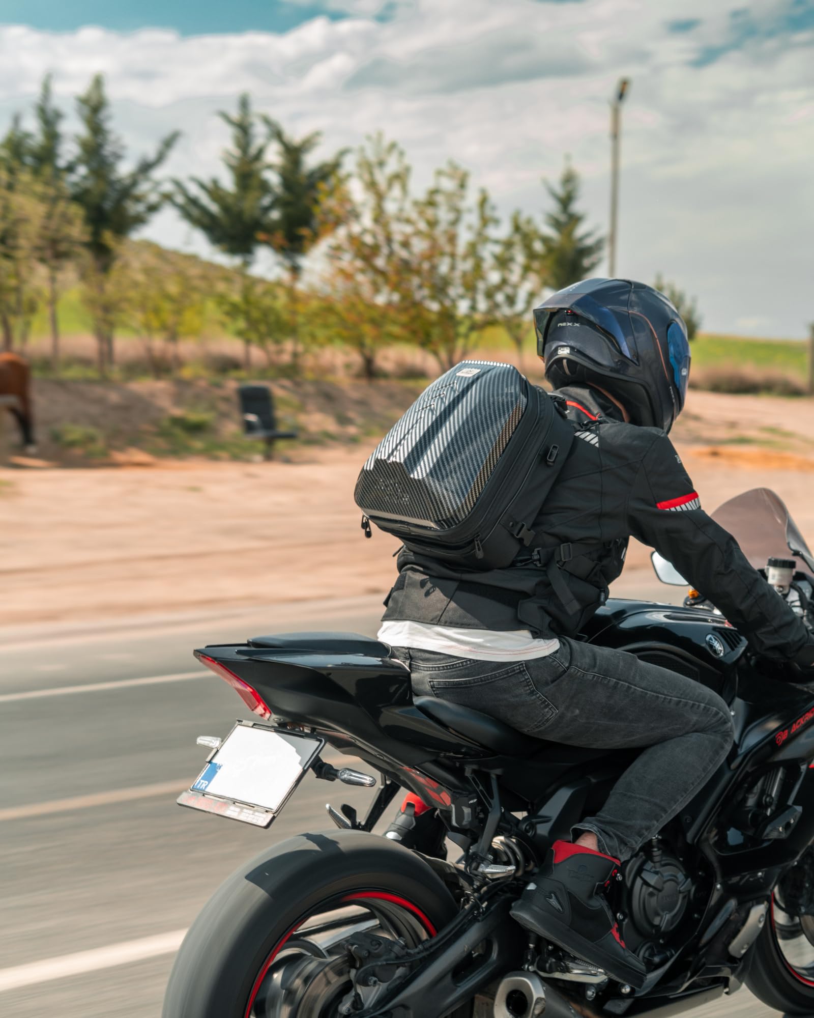 Grapelet borsa posteriore impermeabile per moto Custodia rigida ABS casco Spazio espandibile 24L-35L