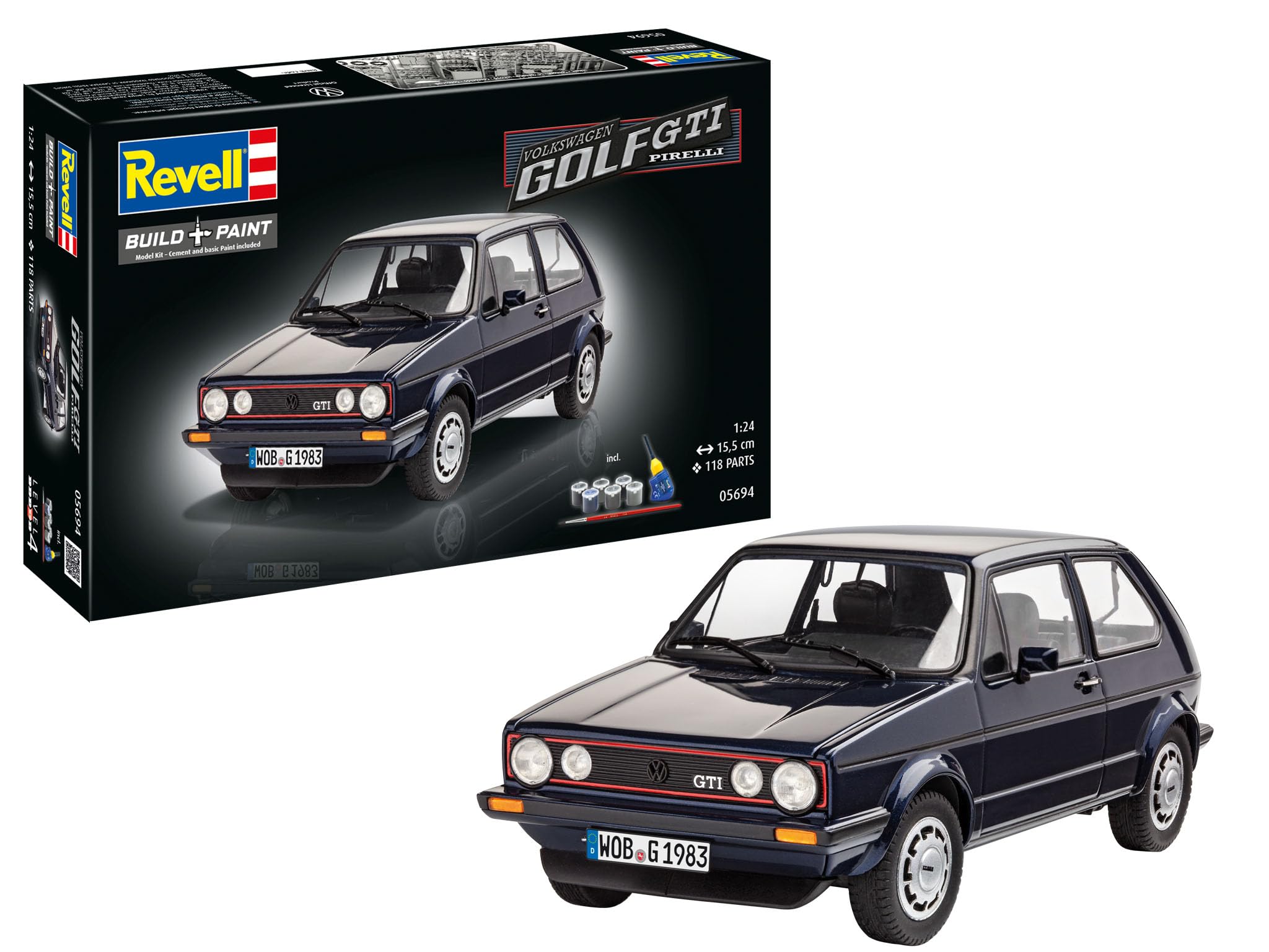 Amazon.com: Revell Model Kit - VW Golf 1 GTI Pirelli Car 35 Years
