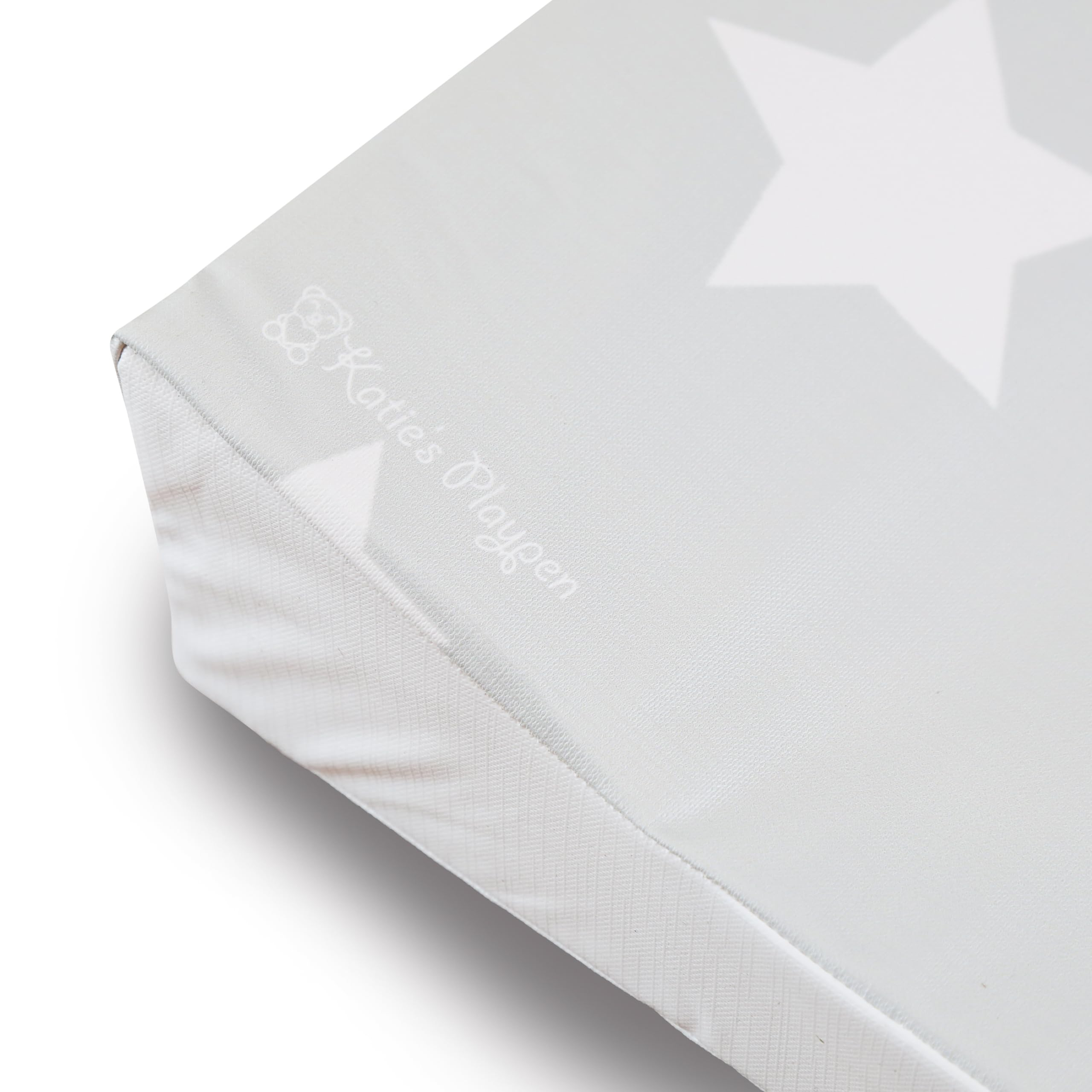 KATY Deluxe - Cambiador de cuña para bebé, unisex, impermeable, con lados curvos, color gris claro con diseño de estrellas blancas