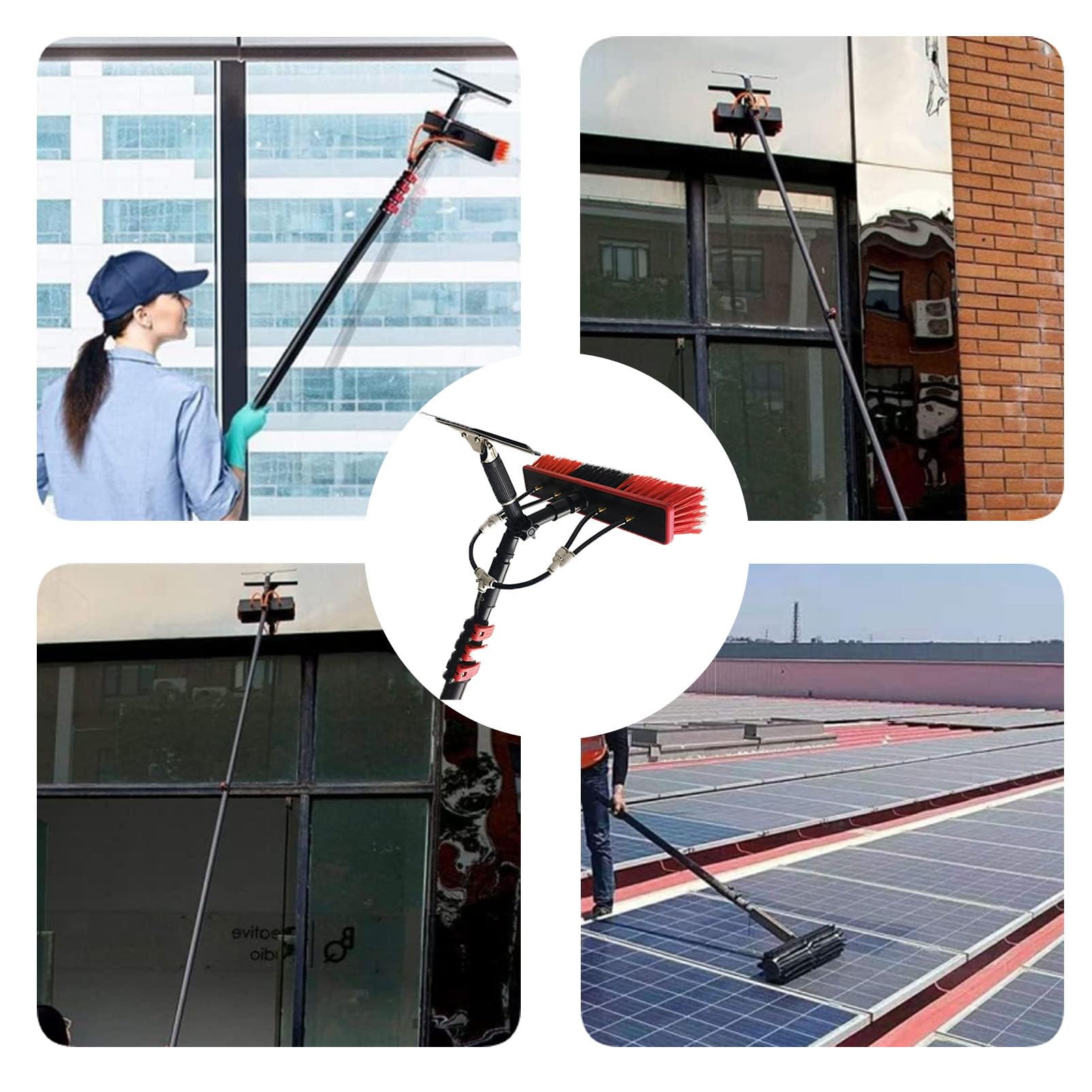 Teles - Spazzola per la pulizia dei pannelli solari alimentati ad acqua, 35 cm-6 m, strumento per esterni per un'efficace manutenzione e pulizia dei pannelli fotovoltaici
