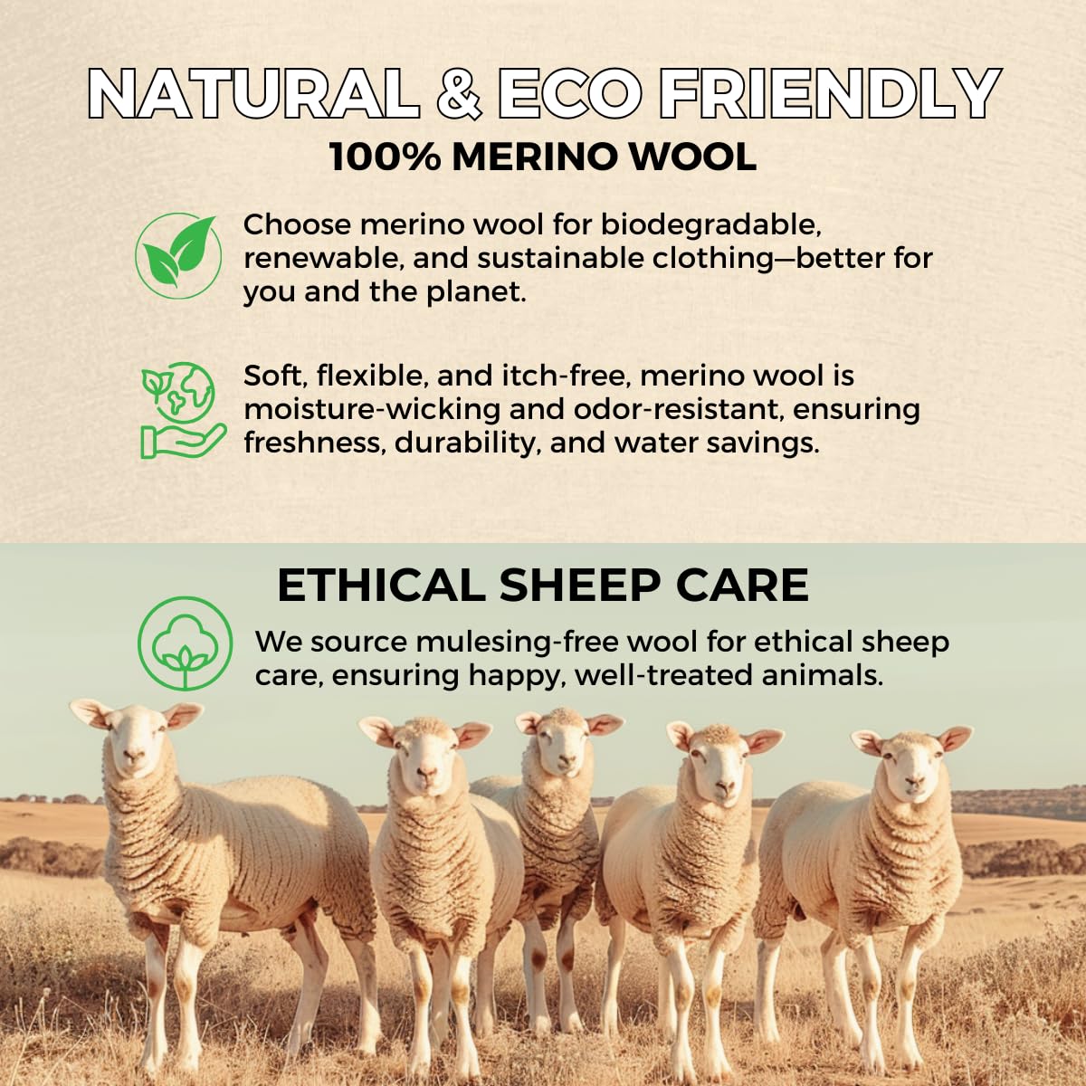 Menique - Maglietta a maniche lunghe, leggera, 100% lana merino 160, Naturale, XXL