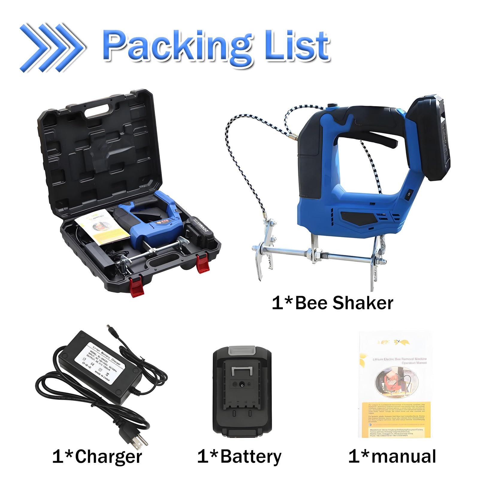Macchina elettrica per scuotimento di telaini per Arnie, scuotitore Elettrico per api con Batteria al Litio, con batterie per Una Lunga Durata, Funzionamento Senza Fili Blue