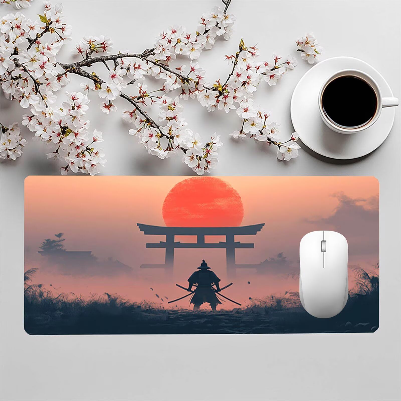 Podkładka pod mysz Japonia xxL 1400x600x3mm, podkładka na biurko wojownik z antypoślizgową i wodoodporną gumową podstawą, poprawiająca precyzję i szybkość, do biura dekoracyjnego GYL-7520