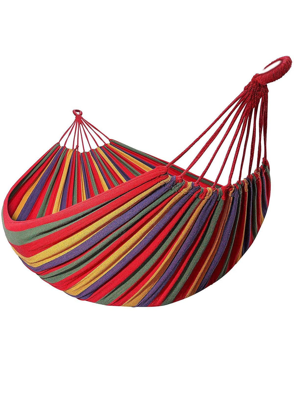 WAAWO Garden Courtyard Cotton Comfortable Double Hammock with Tree Straps for Hanging Durable Hammock Up to 450lbs Portable Hammock with Travel Bag,Perfect for Camping Outdoor/Indoor Patio Backyard