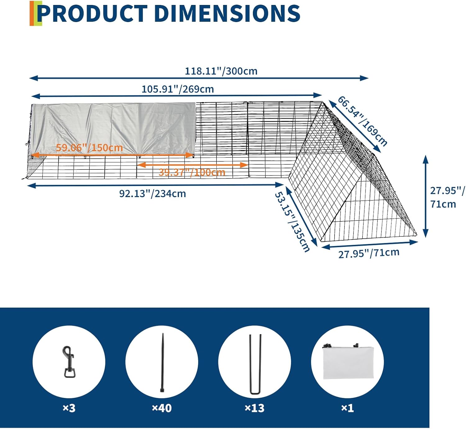 GarveeLife Large Metal Chicken Coop with Run - Heavy-Duty Outdoor Portable Chicken Tractor with Waterproof Cover, Predator-Proof Poultry Enclosure for Hens, Ducks, Rabbits