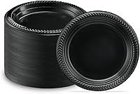 Vista 19 de PLASTICPRO 100 piezas de cuencos de plástico negros ligeros de 12 onzas, cuencos de sopa de plástico, platos de ensalada negros desechables