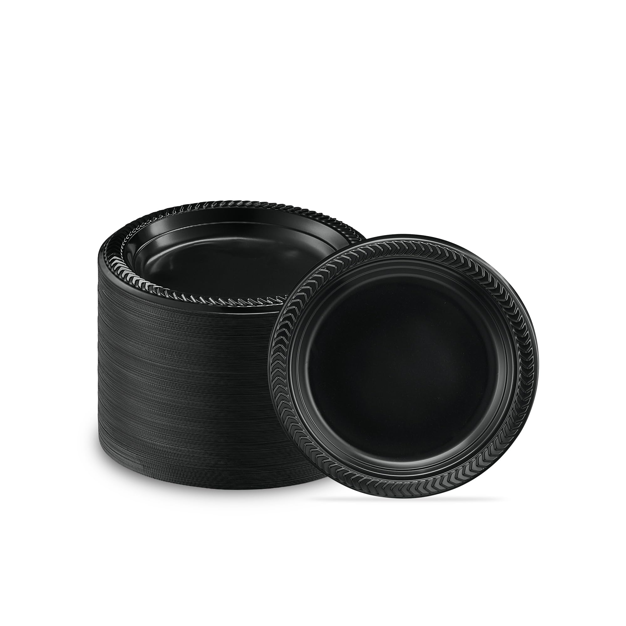 PLASTICPRO 800 PCS Black Plastic Plates Light Weight 6 Inch Plastic Dessert Plates Black Plates Disposable for Party and Wedding