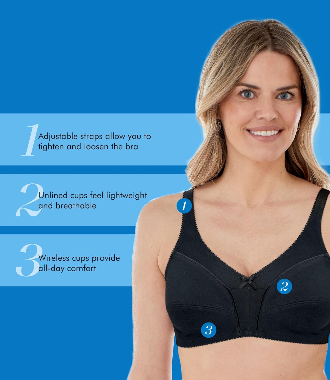 Bestform Womens 5006825 Comfortable Wireless Cotton Bra with Unlined Seamed Cups - Image 6