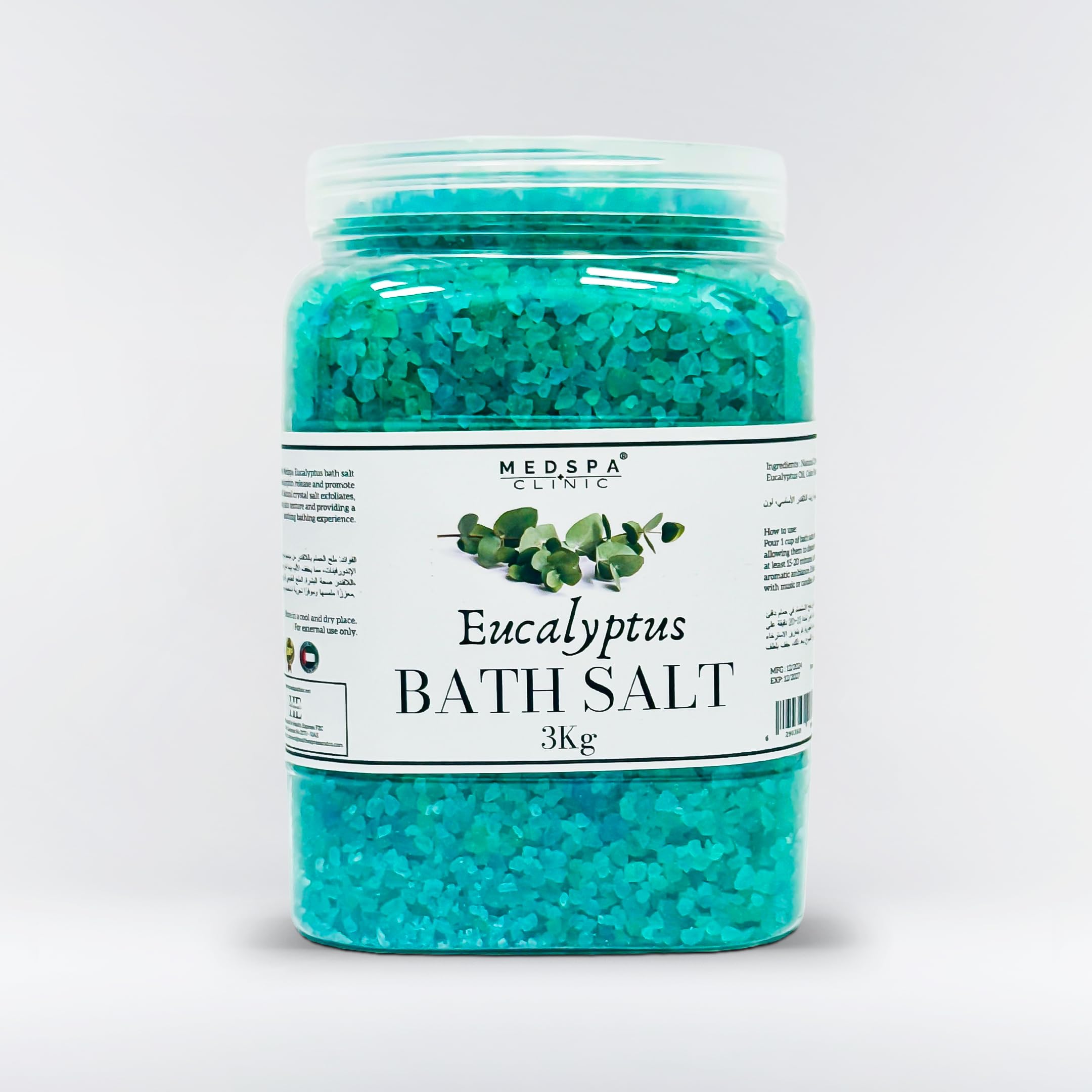 MEDSPA Eucalyptus Bath Salt Enriched With Essential Oil and Infused with Rose Petals for Bathing, Spa, Foot, Muscle Relief, Aches & Pains 3kg 105oz