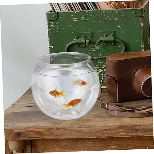 Miniatura 4 de Tanque de peces redondo transparente Jarrón hidropónico de plástico pequeño tanque de peces tanque de terrario Betta Fish Bowl Plantador de terrario