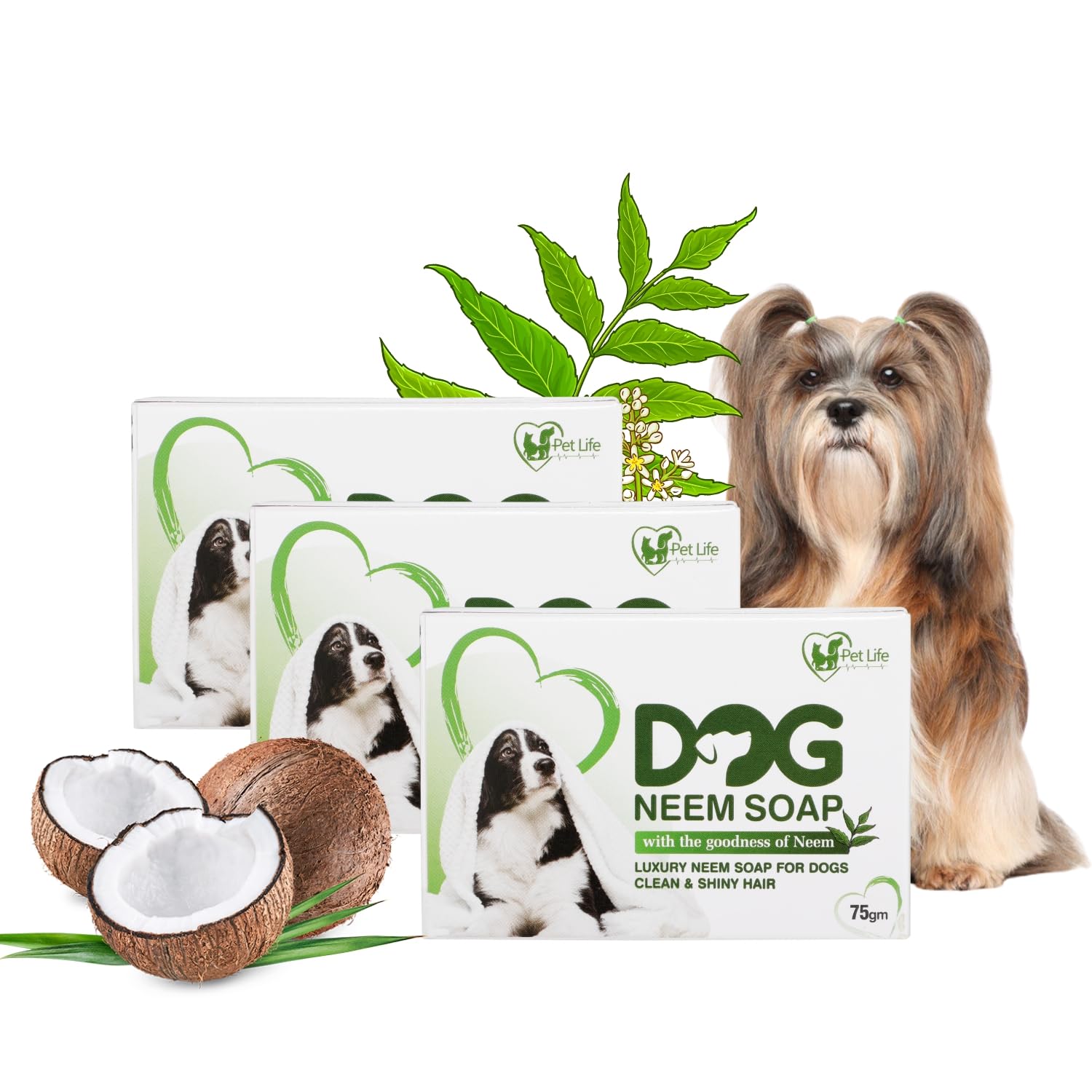 Pet Life Luxury Neem Soap for Dogs Clean & Shiny Hair for Shih Tzu Dog & Puppy | Made with Natural Ingredients | Organic Dog Soap Skin & Coat Care for All Dog Breed - 75 Gm (Pack of 3) (B0B1L67236) Amazon Price History, Amazon Price Tracker
