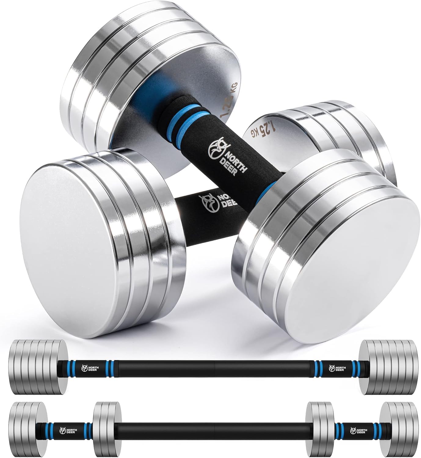Kurzhanteln Langhanteln 2in1 Set Verstellbar Stahl 10kg 2er Set Fitness Sport