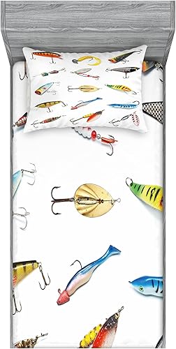 Miniatura 180 de Ambesonne Juego de sábanas bajeras y fundas de almohada, diseño retro de los videojuegos con botones de joystick vintage de los años 80 y 90, diseño