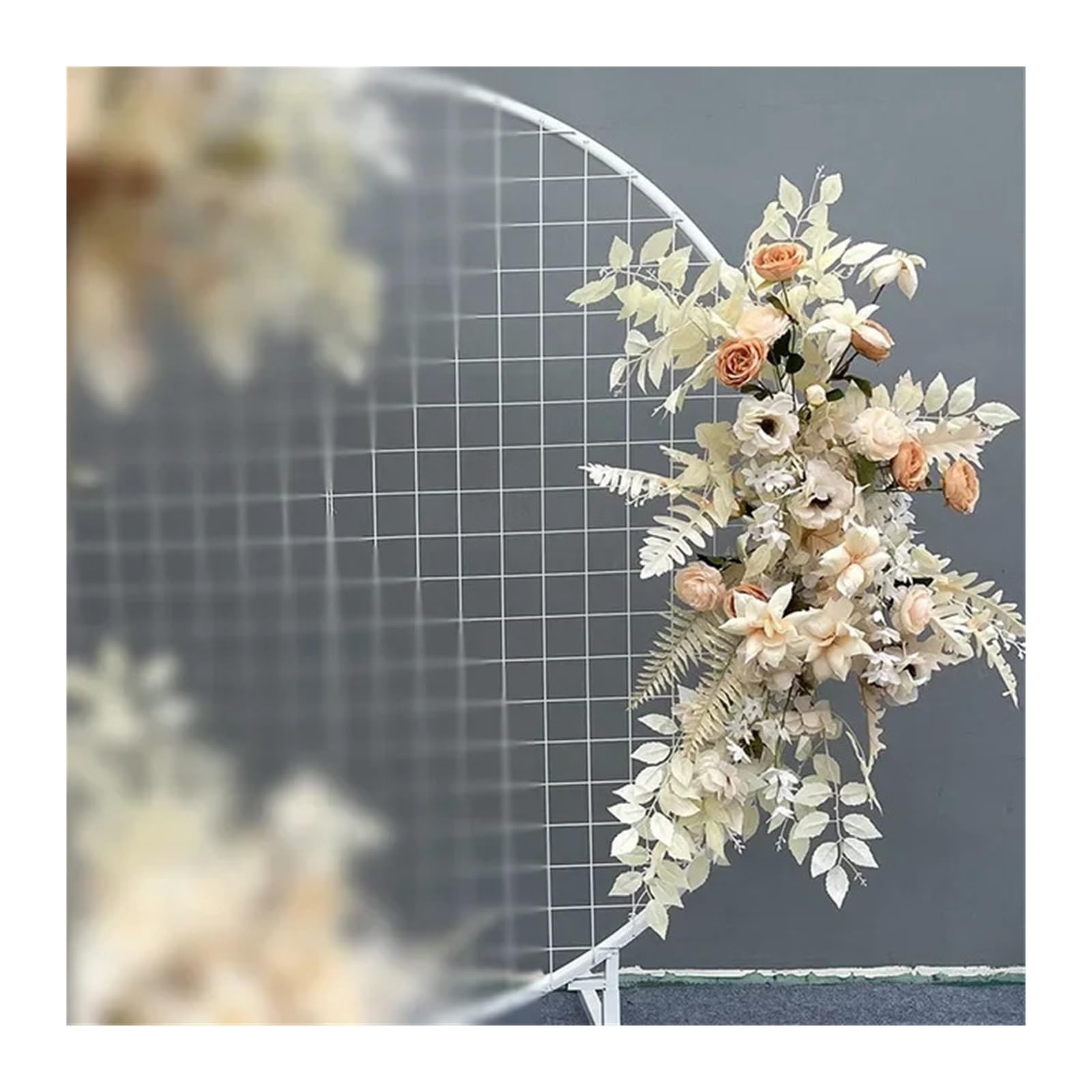 Flower Arch Wedding Flower Simulation Artificia Silk Flowers Arch Round Art Window Decoration Props T Stage Leaf Hanging(Color2 M)