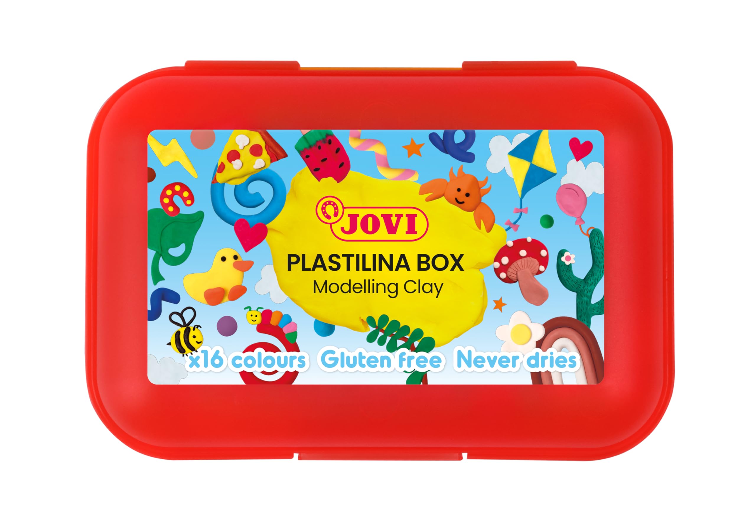 Jovi Astuccio Rosso Di Plastilina 16 Pezzi - Pasta Modellabile Morbida E Colorata Per Bambini, Ideale Per Scuola E Regalo 3+ Anni
