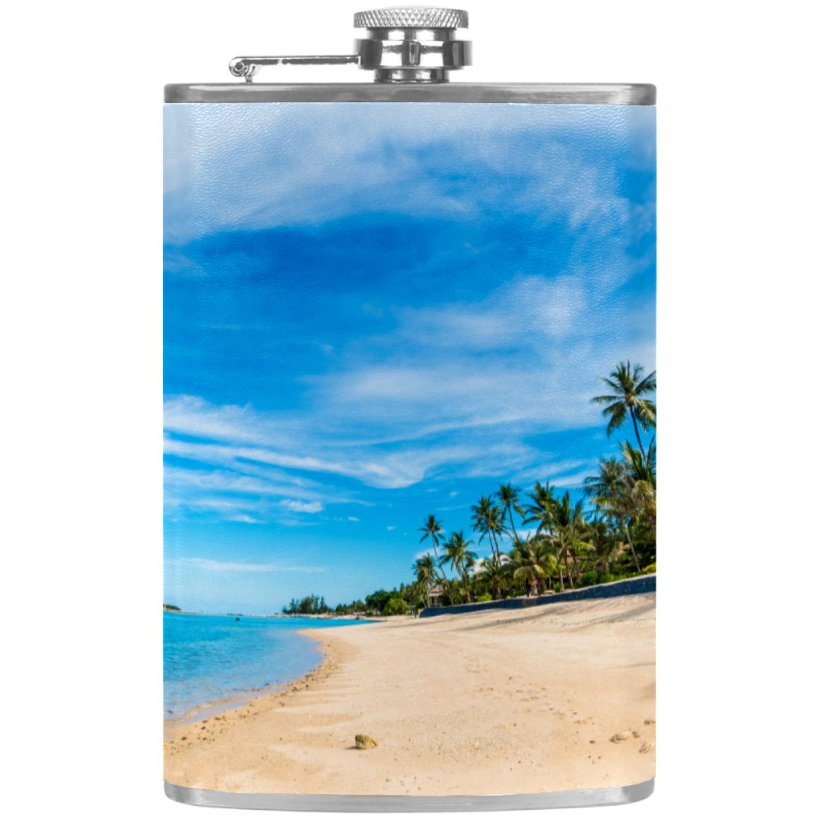 Flasque à whisky de poche en cuir bleu ciel avec entonnoir inclus