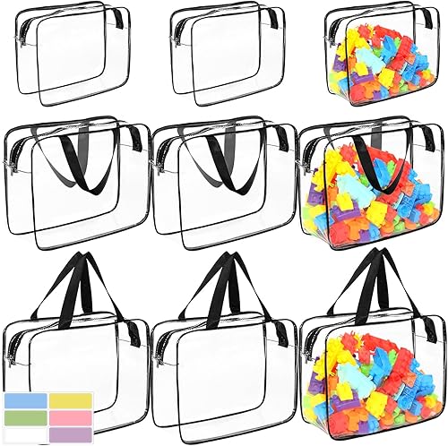 9 paquetes de bolsas de almacenamiento de juguetes de PVC transparente que incluyen 6 bolsas grandes y 3 medianas organizadoras de juguetes con