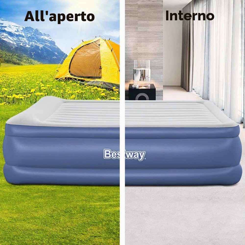Bestway 67692-3 Materasso Gonfiabile Matrimoniale da 2.03 m x 1.93 m x 56 cm con Pompa Integrata