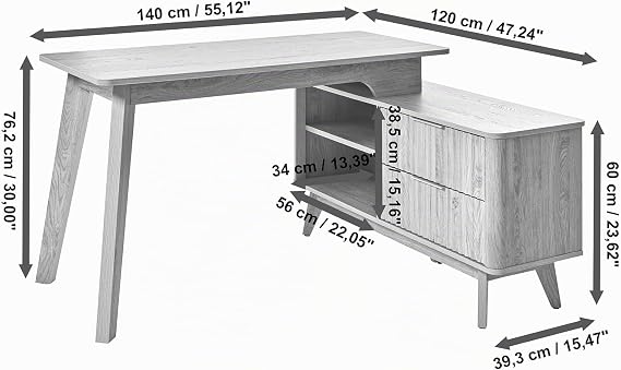 Jahnke Wave C 150 E Montana Corner Desk Oak
