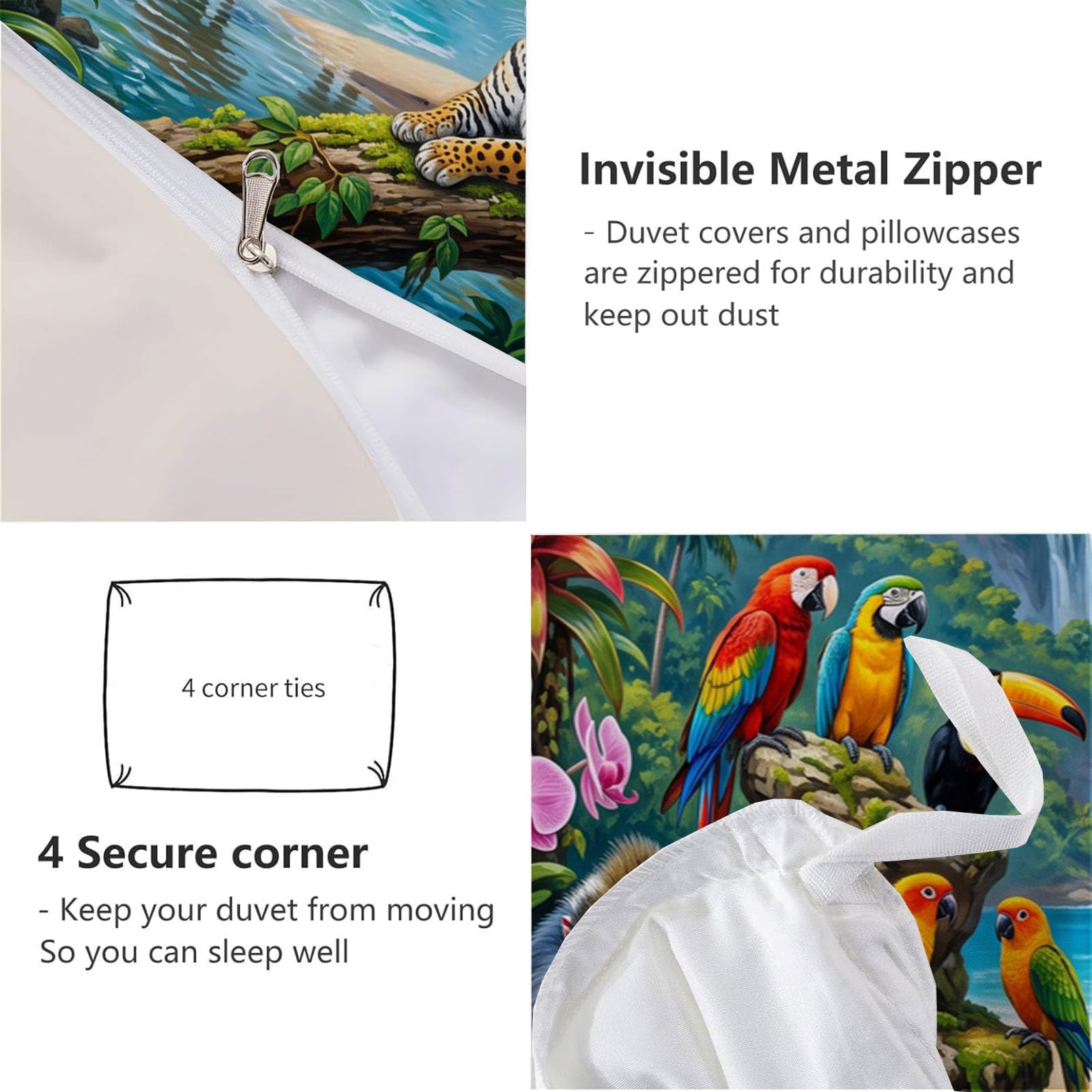 Housse de Couette 140x200cm pour 1 Personne Paysage Rivière Cascade | Parure de Lit Réversible Jungle Tropicale Fantastique, Ensemble de Literie en Microfibre Douce avec 1 Taies d'oreiller