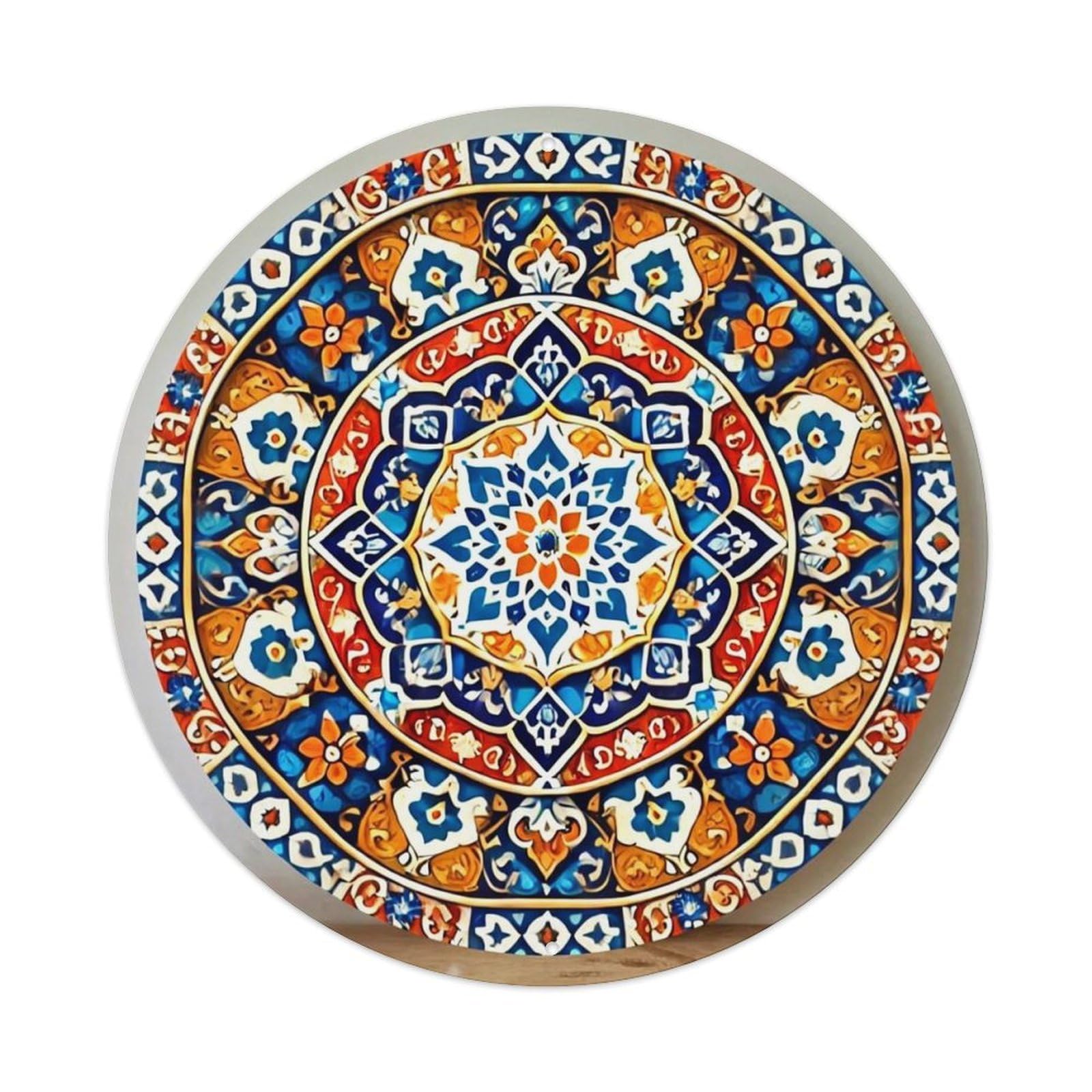 Jdyansheng Vintage Intricate Floral Geometric Mandala Design Tin Sign Metal Poster Metal Signs For Home Man Cave Bar Cafe Kitchen Laundry Room Wall Decorations 8X8 Inches