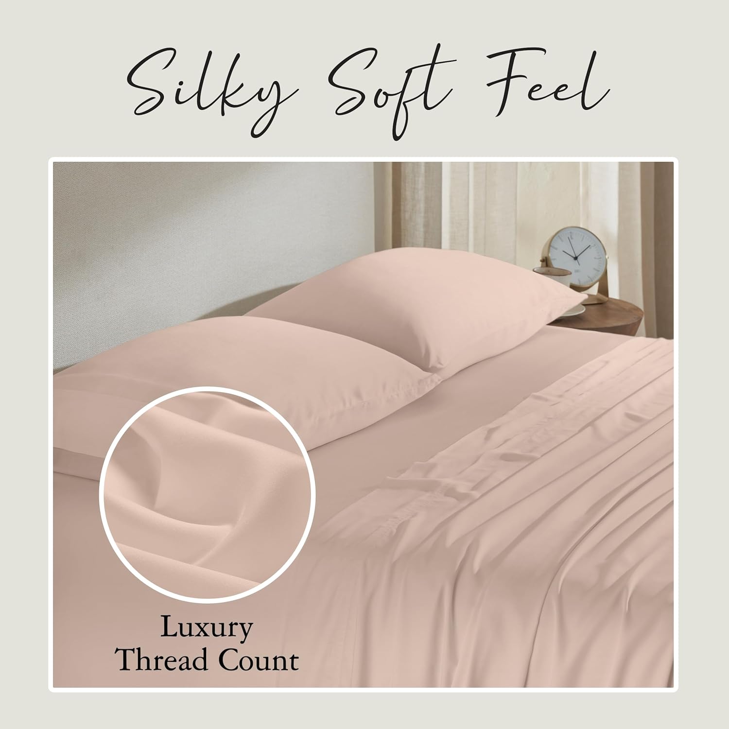 KARISSA MAE Cooling Bamboo Viscose Cal King Sheet Set | 100% FSC Certified | 18” Deep Pocket | Silky, Soft, & Hypoallergenic | with Organizer Band & Elastic Corner Straps [Pink Peony]