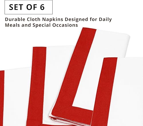 Miniatura 6 de PurpleEssences Juego de 6 servilletas de tela de 18 x 18 pulgadas, 100 % algodón, elegantes servilletas de cena con vainica con bordes sólidos de 1