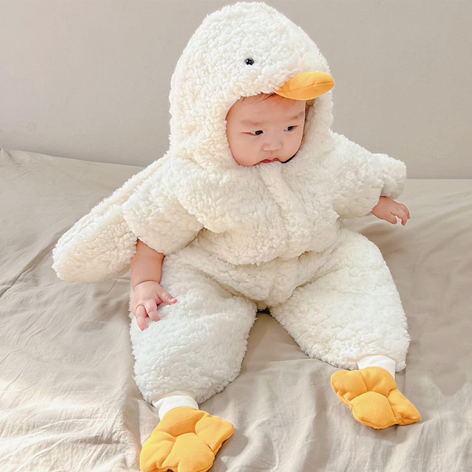 Amazon.co.jp: 新生児ジャンプスーツ、かわいいホワイトグース冬ベビー 