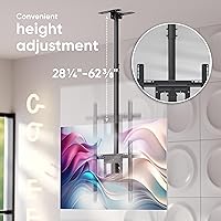 Vista 5 de ONKRON Soporte de TV de techo para pantalla de 32 a 80 pulgadas de hasta 150 libras, soporte de TV colgante de altura ajustable con giro e Negro