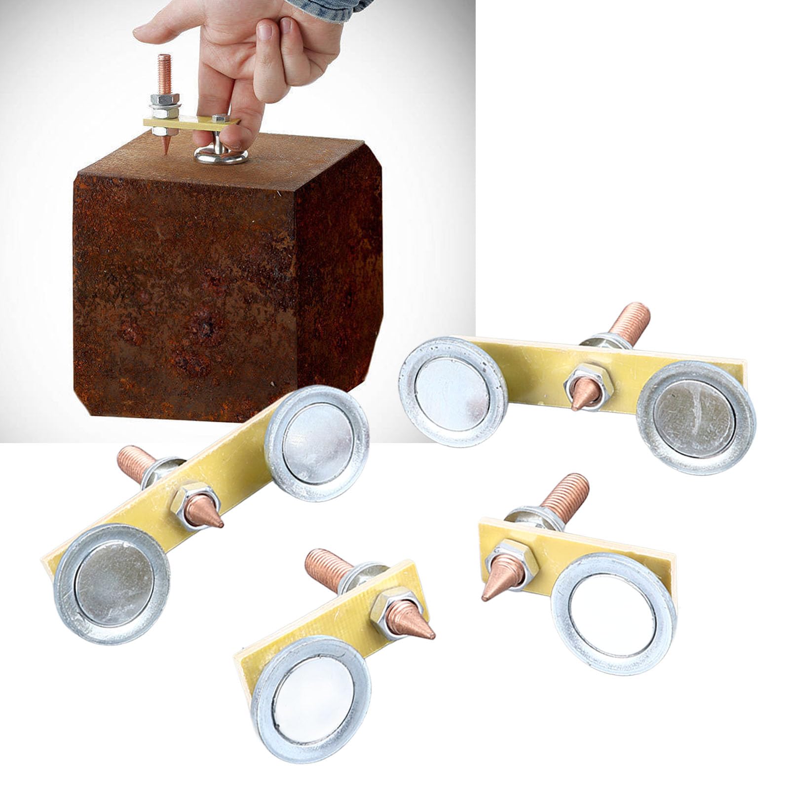 Leapiture 4Pcs Magnetic Welding Holder Suction Grounding Magnet Head Copper Tail Welding Clamp for Welding Control