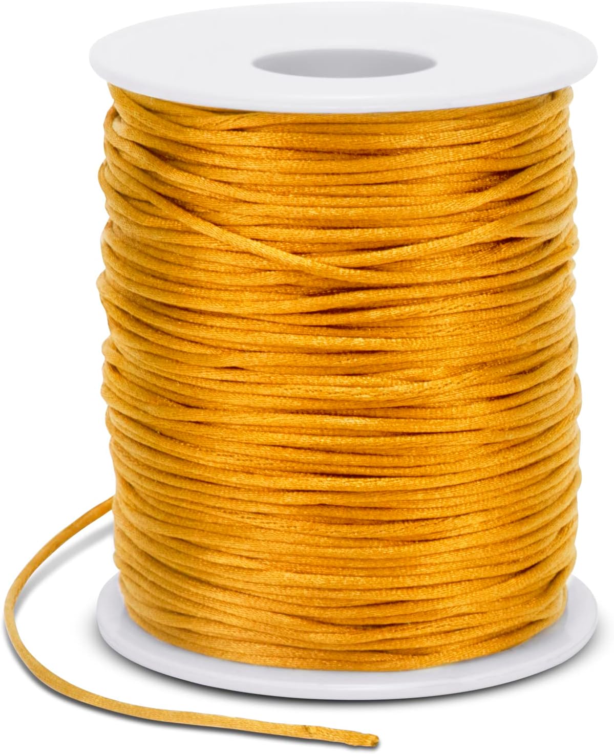 Satin Cord 1.5mm x 100m Nylon Cord Bracelet Thread, Rattail Silk Beading Thread Jewellery String for Making Bracelet, Necklace, Chinese Knot, DIY Crafts (Golden)