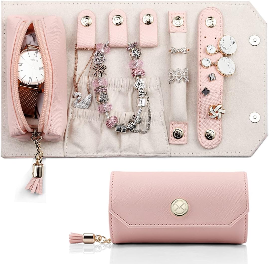 Vlando Small Travel Jewelry Roll Bag Organizer with