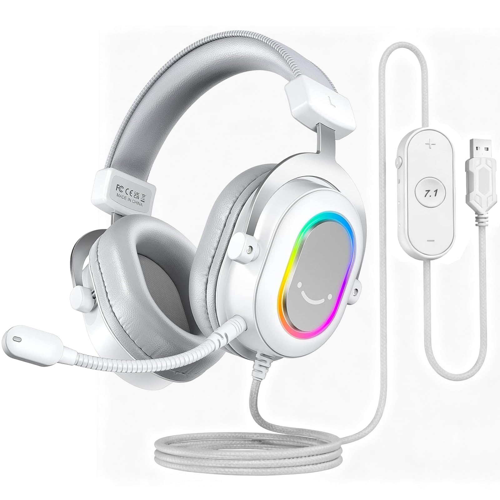 FIFINE Auriculares con Cable y Microfono, RGB Auriculares Gaming PC PS4 PS5 con 7.1 Sonido Envolvente, con 3 Modo EQ, RGB, Almohadillas Blandas para Los Oídos