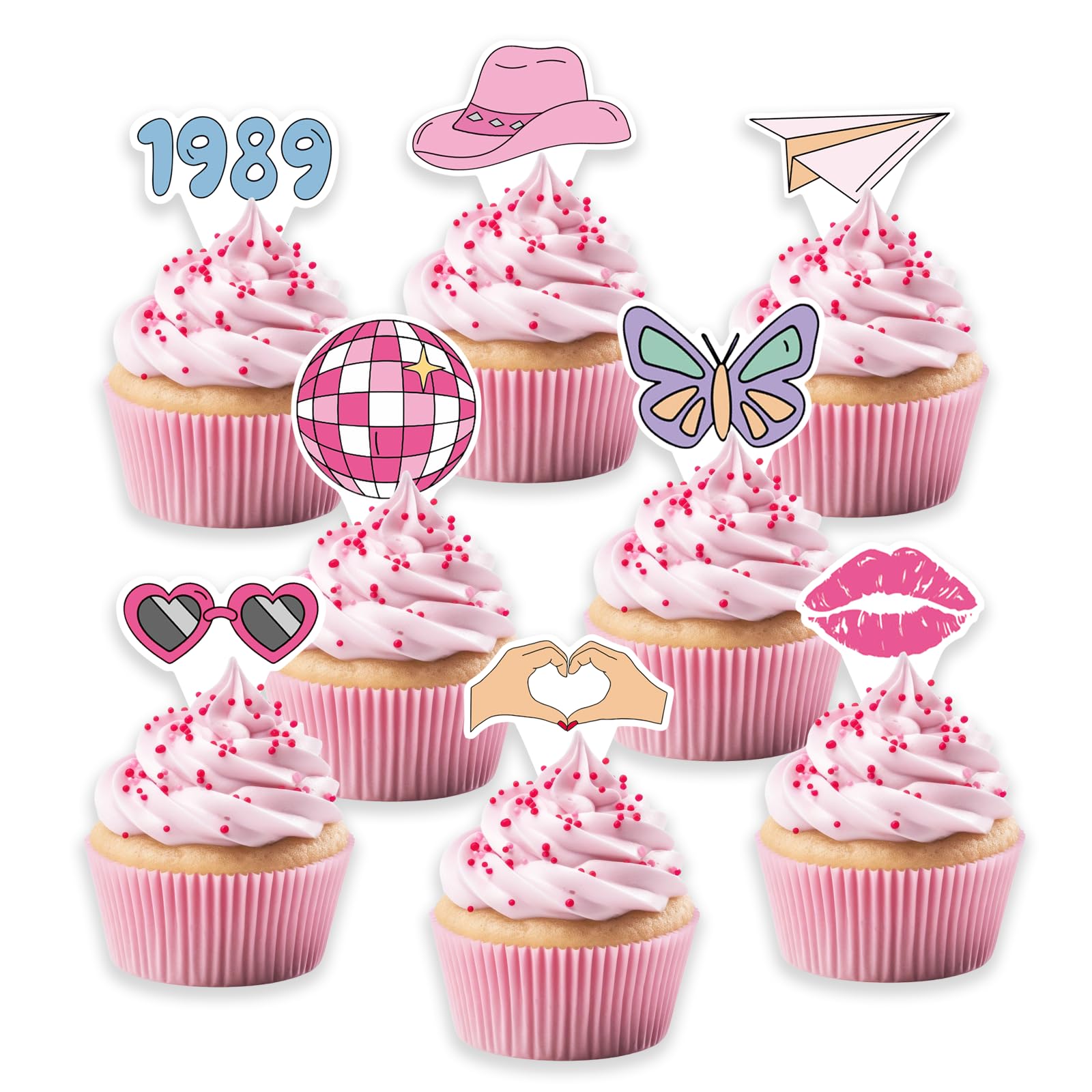 24PCS Singer Birthday Decorations Cupcake Toppers For Music Fan Concert Party, Bachelorette Decor, In My Birthday Era