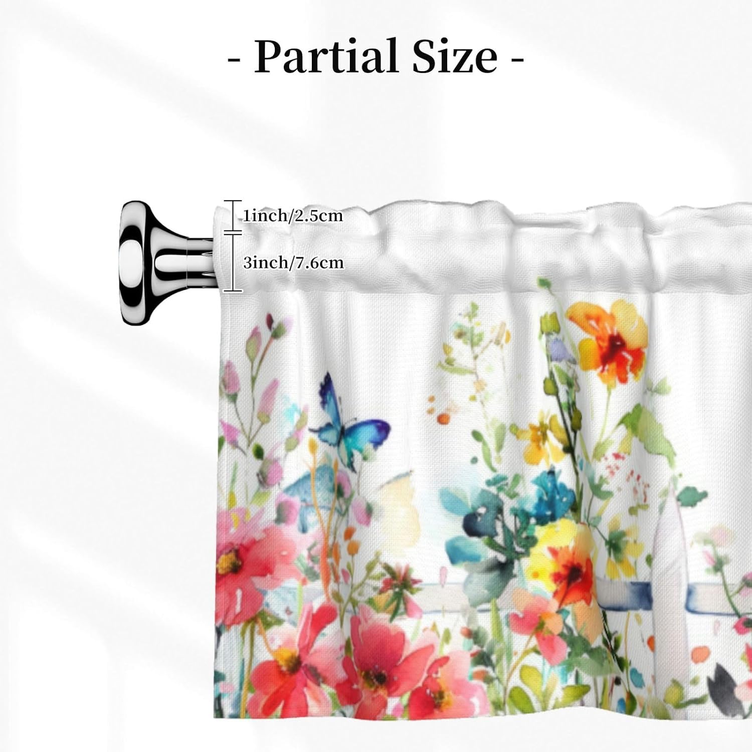 Valances for Windows with Bird Floral Pattern Rod Pocket Curtain 54x18 in